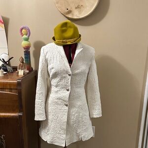 Women's Cream Textured Longline Blazer Coat